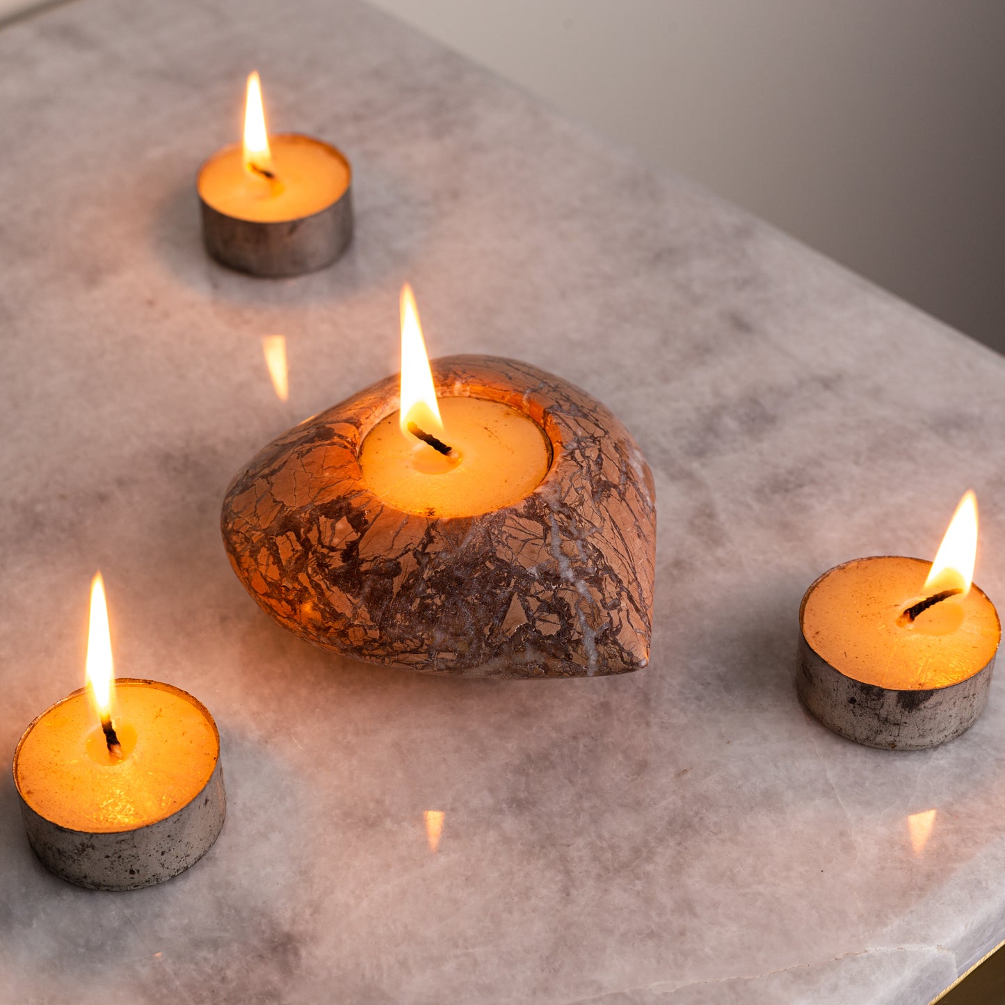 Marina Marble Heart Candle Holder