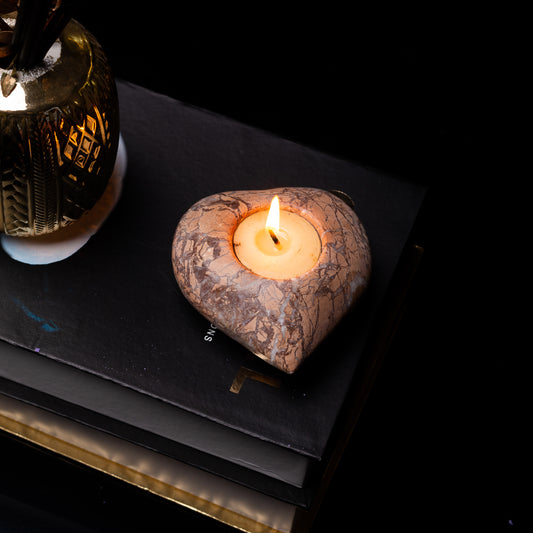 Marina Marble Heart Candle Holder